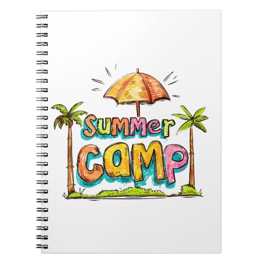 Summer Camp - farbenfrohe Sommercamp-Zeichen Notizblock (Vorderseite)
