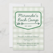 Summer Camp Gingham Bachelorette Wochenende Einladung (Vorderseite)