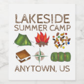 Summer Camp Kompass Campfire S'mores Zelt Trailmix Weinetikett (Einzelnes Label)