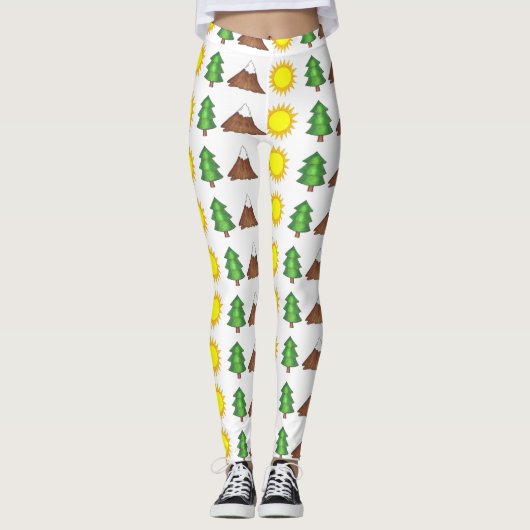 Summer Camp Mountain Tree Sun Camping Außenbereich Leggings (Vorderseite)
