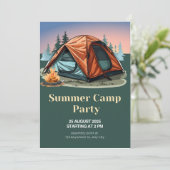 Summer Camp Party Einladung - Abenteuer im Freien (Stehend Vorderseite)