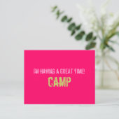 Summer Camp Postcard - Hot Pink Postkarte (Stehend Vorderseite)