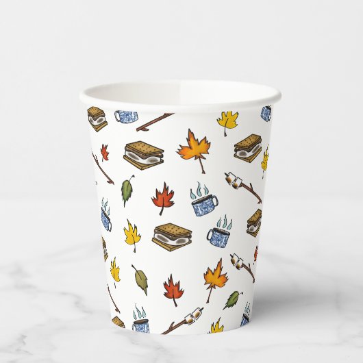Summer Camp S'mores Campfire Happy Camper Bonfire Pappbecher (Links)