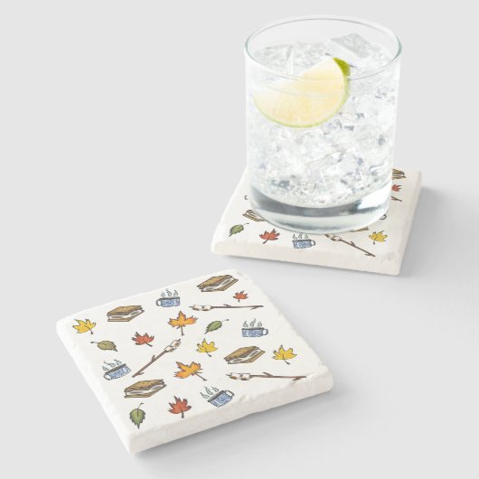 Summer Camp S'mores Campfire Happy Camper Bonfire Steinuntersetzer (Seitenansicht)