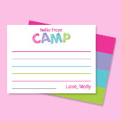 Summer Camp Stationery Rustic Wood Pink Girly Mitteilungskarte