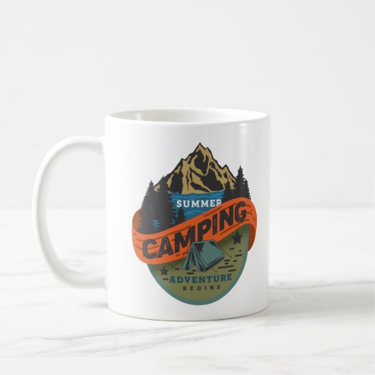 Summer Camping Adventure beginnt Kaffeetasse (Links)