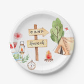 Summer Camping Girls Birthday Party Pappteller (Vorderseite)