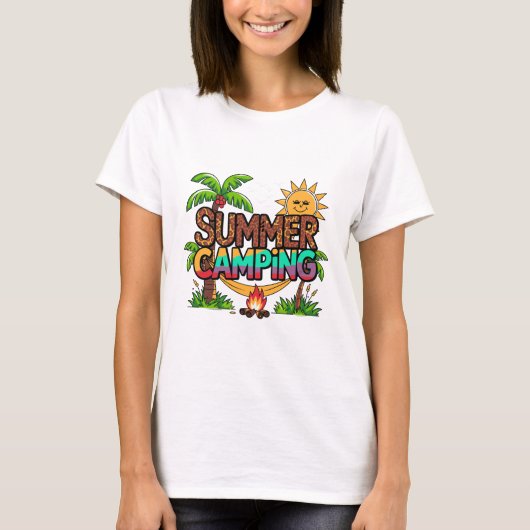 Summer Camping Leopard Print Beach Hammock T-Shirt (Vorderseite)