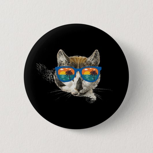 Summer Cat Funny Cat Button (Vorderseite)