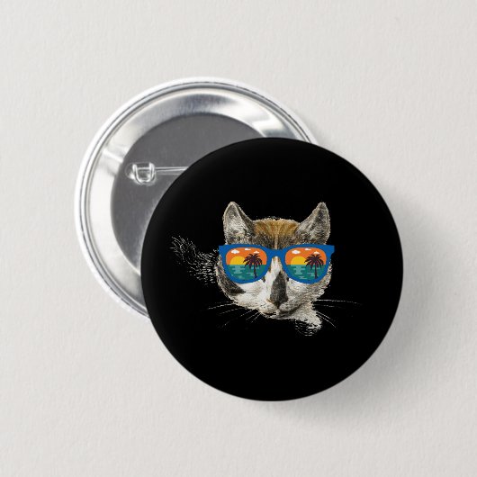 Summer Cat Funny Cat Button (Vorne & Hinten)