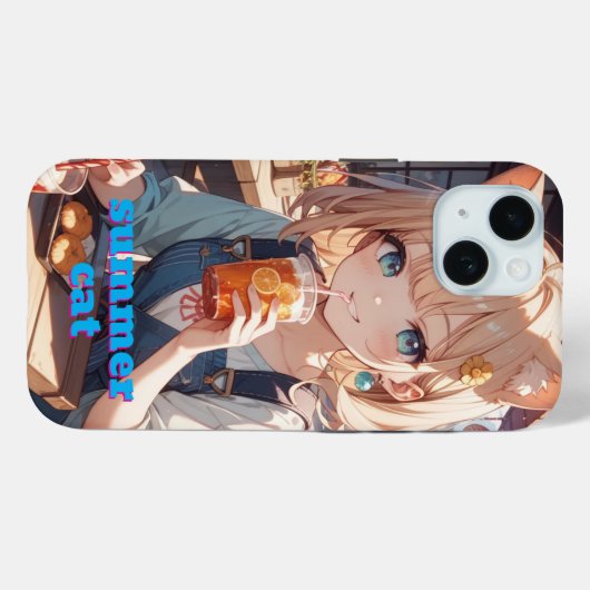 summer cat girl Case-Mate iPhone hülle (Rückseite (Horizontal))