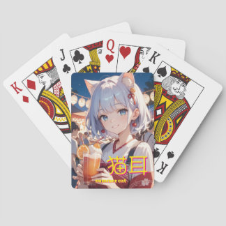 summer cat Girl Spielkarten