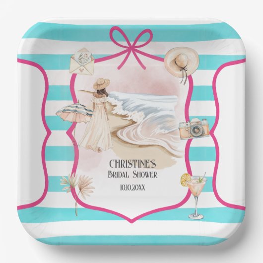 Summer Chic Beach and Waves Brautparty Pappteller (Vorderseite)