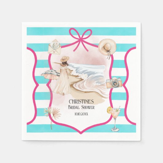 Summer Chic Beach and Waves Brautparty Serviette (Vorderseite)