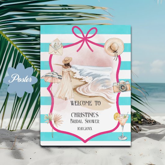 Summer Chic Beach and Waves Bridal Shower Welcome Poster