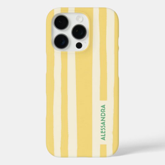 Summer Chic Retro Yellow Stripes Personalized Case-Mate iPhone Hülle (Rückseite)