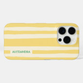 Summer Chic Retro Yellow Stripes Personalized Case-Mate iPhone Hülle (Rückseite (Horizontal))