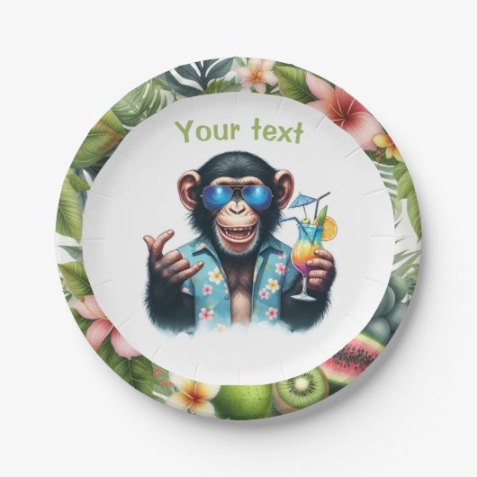 Summer Chill Chimp Chillin - Sonnenbrille & Cockta Pappteller (Vorderseite)