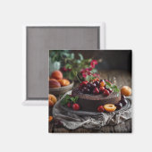 Summer Chocolate Cake Art Magnet (Vorderseite/Rückseite)