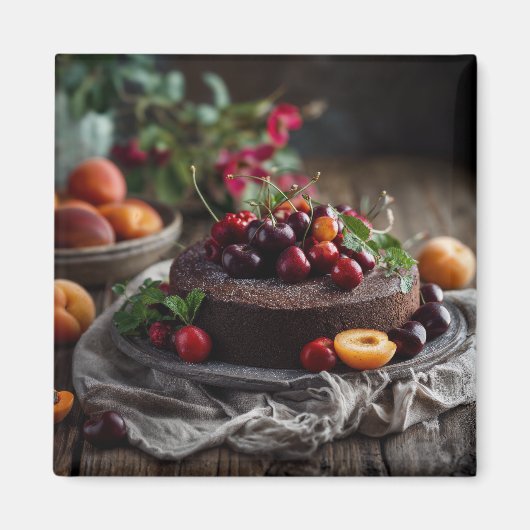 Summer Chocolate Cake Art Magnet (Vorne)