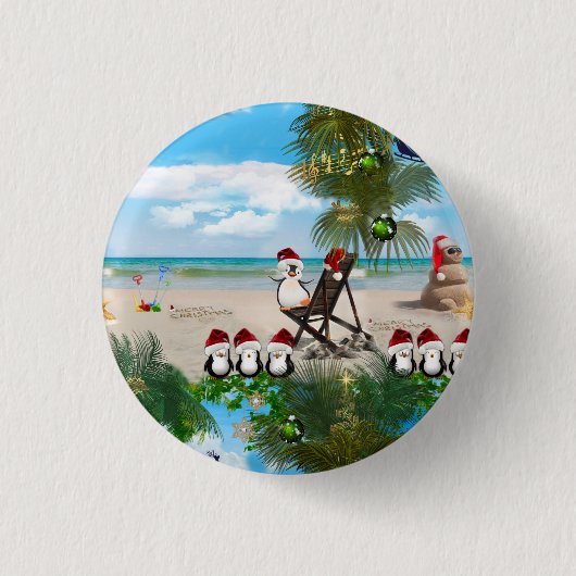 Summer Christmas Baby auf dem Strand wiederholen D Button (Vorderseite)