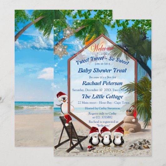 Summer Christmas Baby Dusche Einladung (Vorne/Hinten)