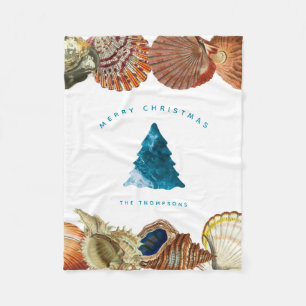 Summer Christmas Beach Seashell Individuelle Name Fleecedecke