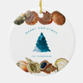 Summer Christmas Beach Seashell Individuelle Name Keramik Ornament (Hinten)