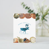 Summer Christmas Beach Seashell Reindeer Feiertagspostkarte (Stehend Vorderseite)
