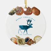 Summer Christmas Beach Seashell Reindeer Keramik Ornament (Vorne)