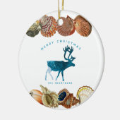 Summer Christmas Beach Seashell Reindeer Keramik Ornament (Links)