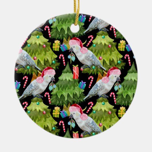 Summer Christmas Cockatoo Muster Keramik Ornament (Vorne)