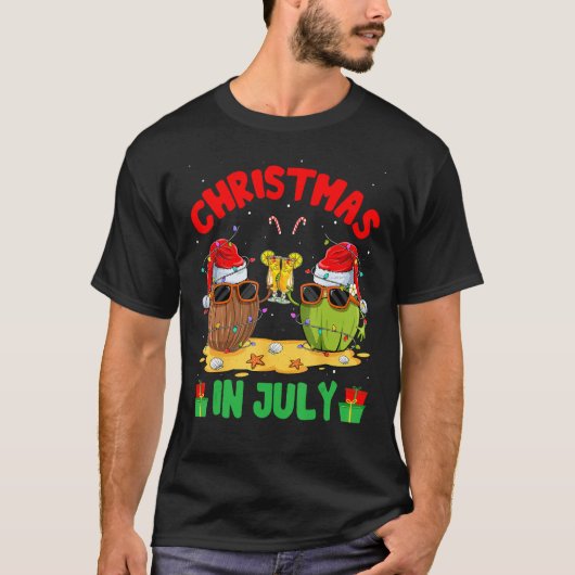 Summer Christmas in July Coconut Wearing Sunglass  T-Shirt (Vorderseite)