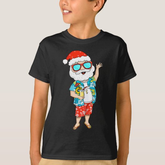 Summer Christmas In July Tropical Santa Holding Ju T-Shirt (Vorderseite)