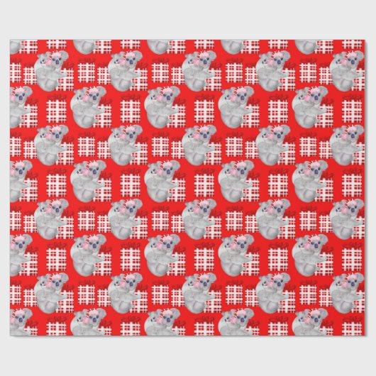 Summer Christmas Koalas Red Geschenkpapier (Flach)