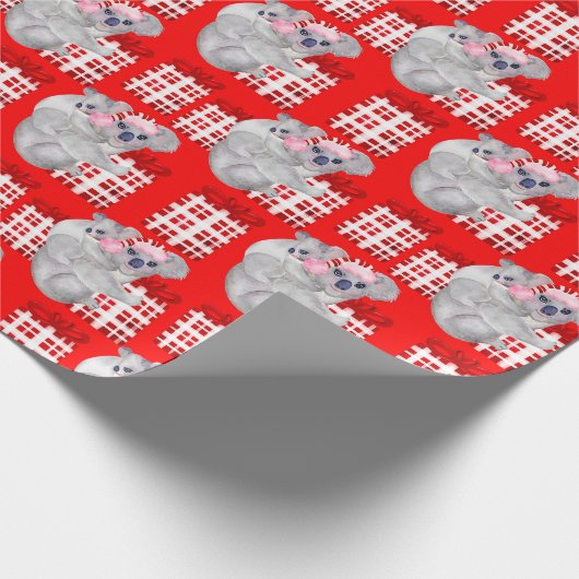 Summer Christmas Koalas Red Geschenkpapier (Ecke)