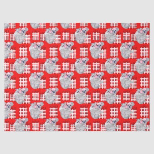 Summer Christmas Koalas Red Seidenpapier (Vorderseite)