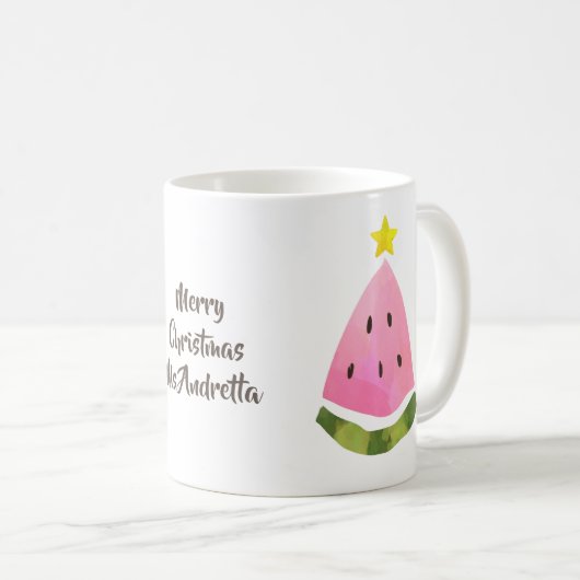 Summer Christmas Watermelon Tree Message Cup Tasse (VorderseiteRechts)