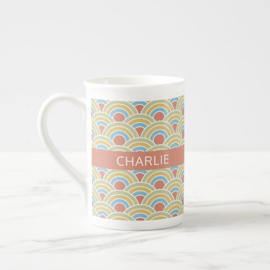 Summer Circles Muster individuelle Name Tasse (Links)