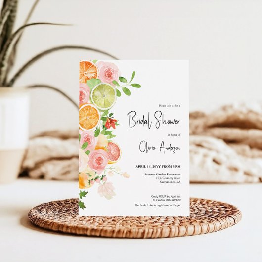 Summer Citrus Brautparty Brunch Einladung
