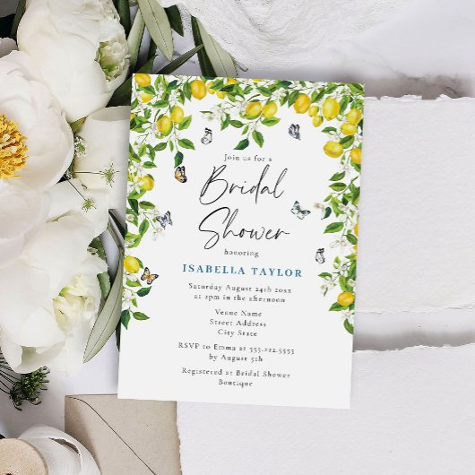 Summer Citrus Lemon Brautparty Einladung