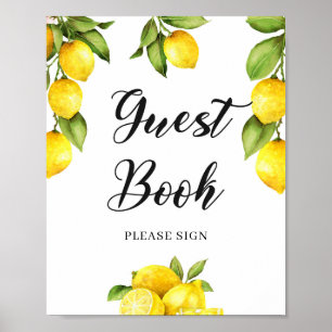 Summer Citrus Lemon Gästebuch Babydusche