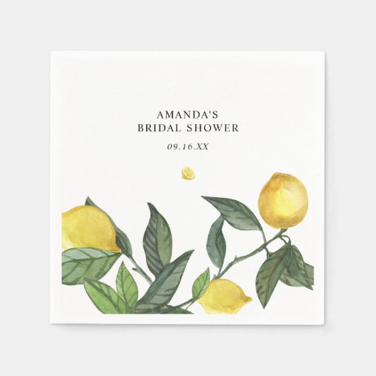 Summer Citrus Lemon Greenerity Brautparty Serviette (Vorderseite)