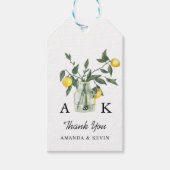 Summer Citrus Lemon Greenery Monogram Wedding Geschenkanhänger (Vorderseite)