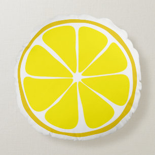 Summer Citrus Lemon Round Pillow Rundes Kissen