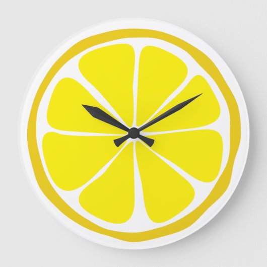 Summer Citrus Lemon Wall Clock Große Wanduhr (Vorderseite)