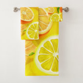 Summer Citrus Lemons & Orange Whimsical Artwork™ Badhandtuch Set (Insitu)