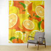 Summer Citrus Lemons & Orange Whimsical Artwork™ Wandteppich (Beispiel)