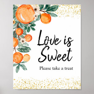Summer Citrus Orange Wasserfarbe Liebe ist süß Poster
