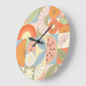 Summer Citrus Watermelon: Abstrakt geometrische Se Große Wanduhr (Winkel)